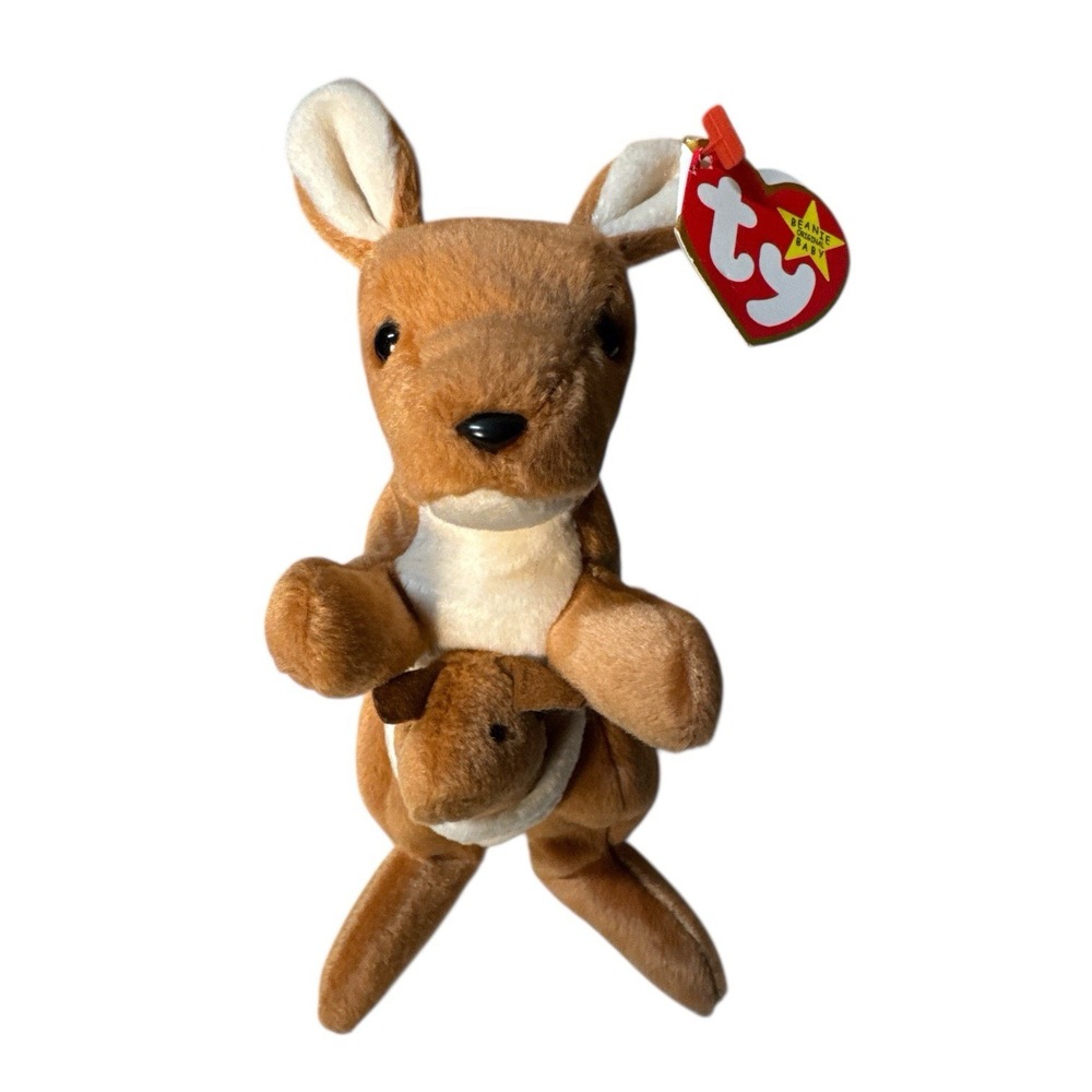TY Beanie Baby‎ - POUCH the Kangaroo 7"- MWMTs Stuffed Animal Toy Vintage